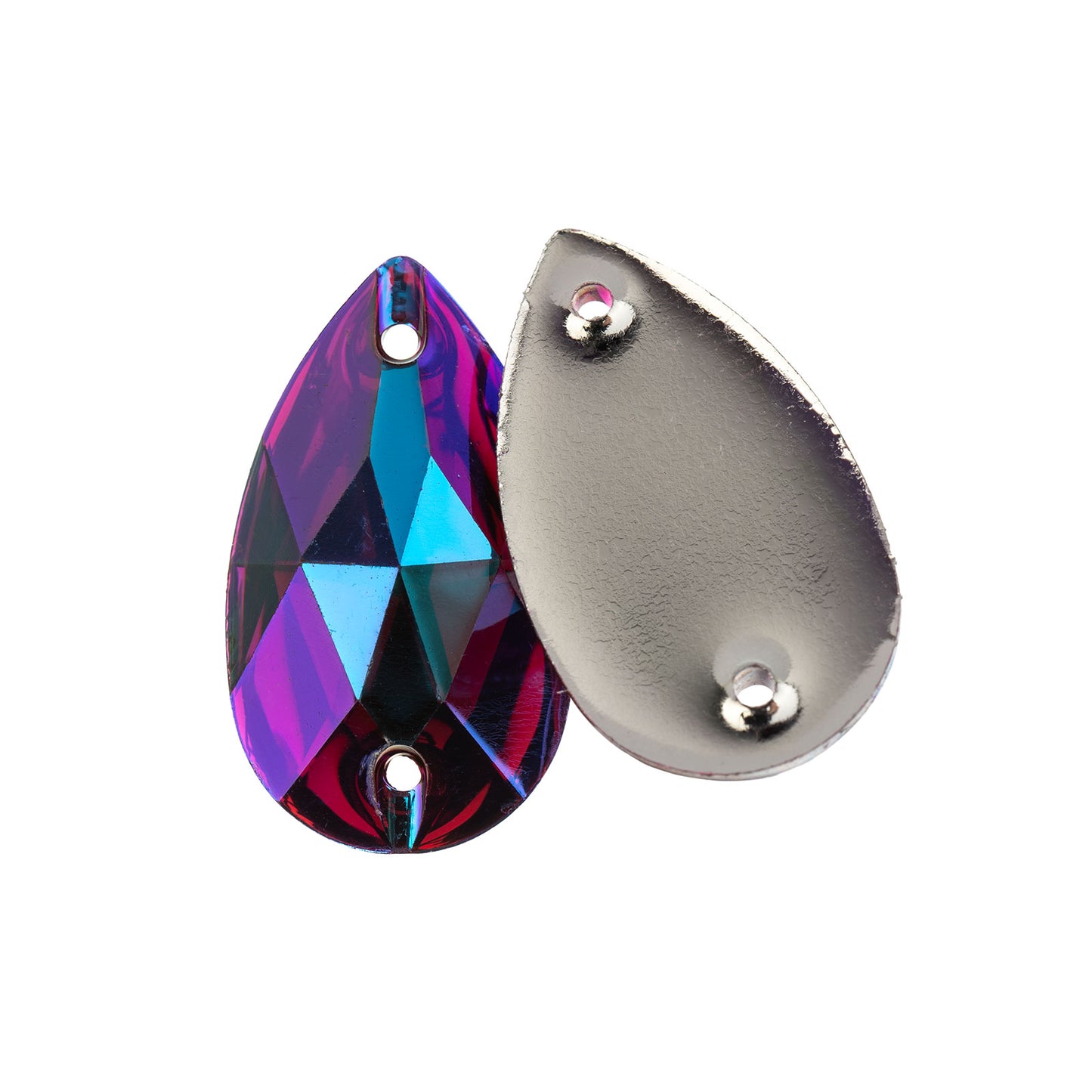 Resin Sew-On Metalico Stone Drop Fuchsia Ab