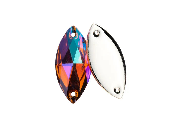 Resin Sew-On Metalico Stone 20pcs Navette 15x32mm Orange AB