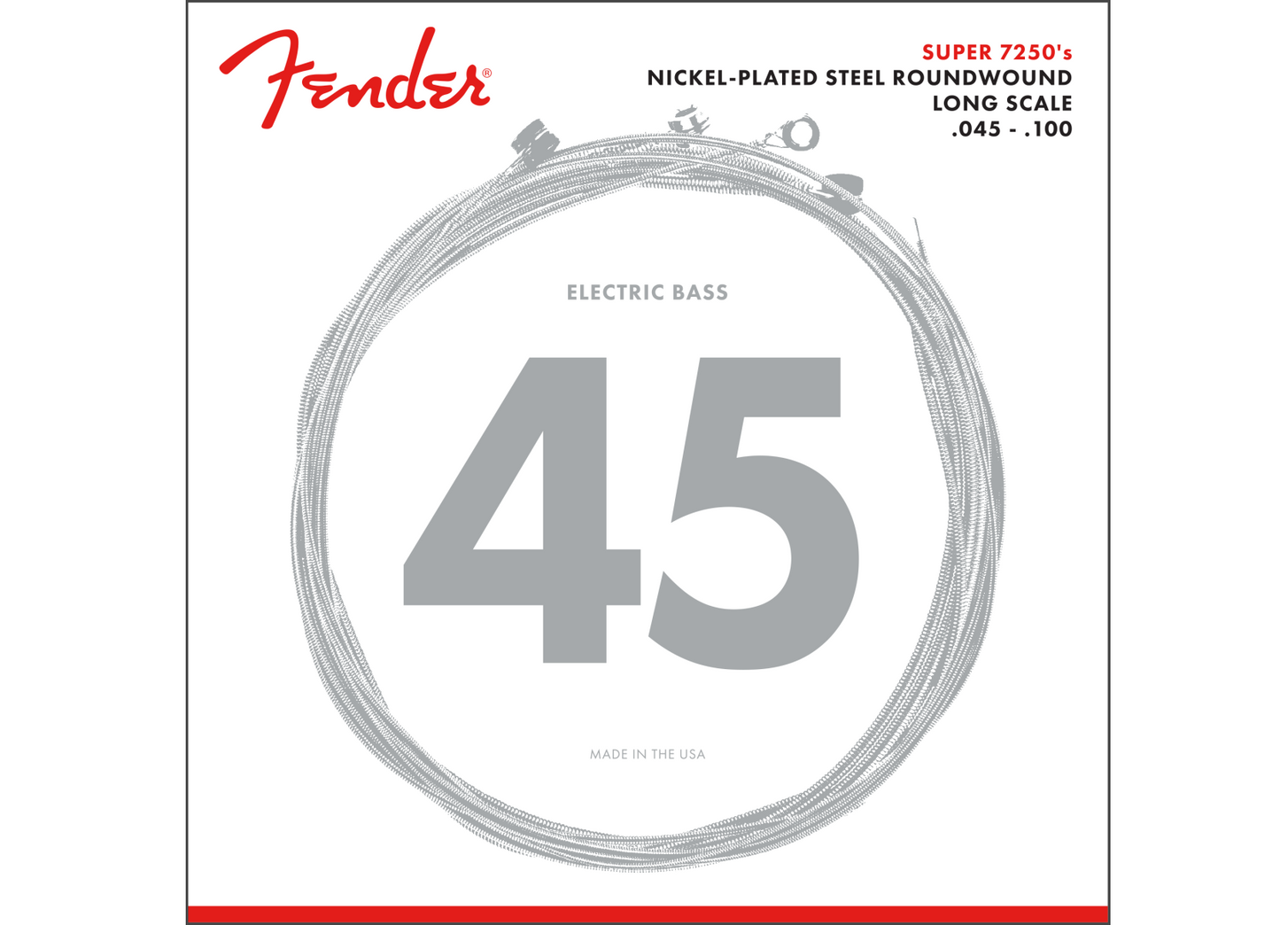 Fender super 7250's nickel-plated steel roundwound long scale bass strings .045-.100