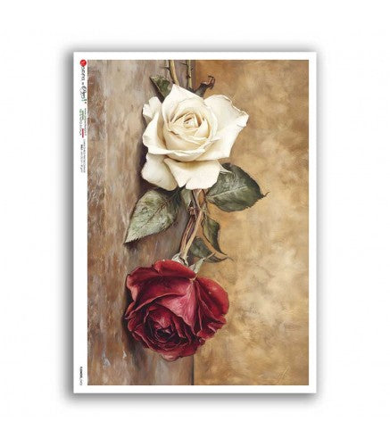 Paper Designs - Red & White Roses A1 Rice Paper