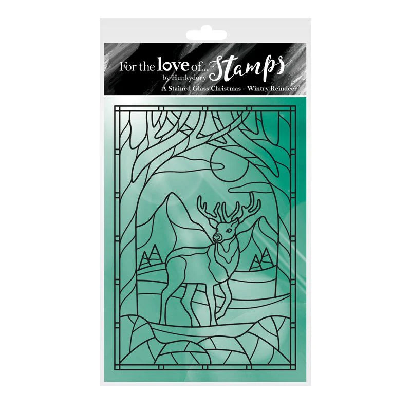For the Love of Stamps: A Stained Glass Christmas Wintry Rein stamp