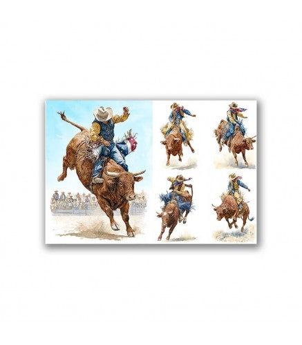 Paper Designs - Rodeo Bull Riding Scenes A4 Rice Paper