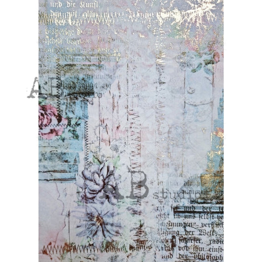 ab Studios Gilded Floral Collage Decoupage Rice Paper A4