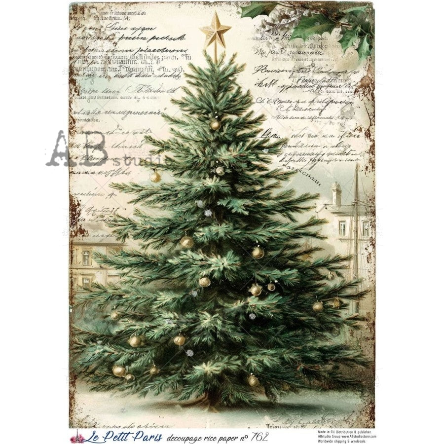 AB Studios - #762 Christmas Tree A4 Rice Paper