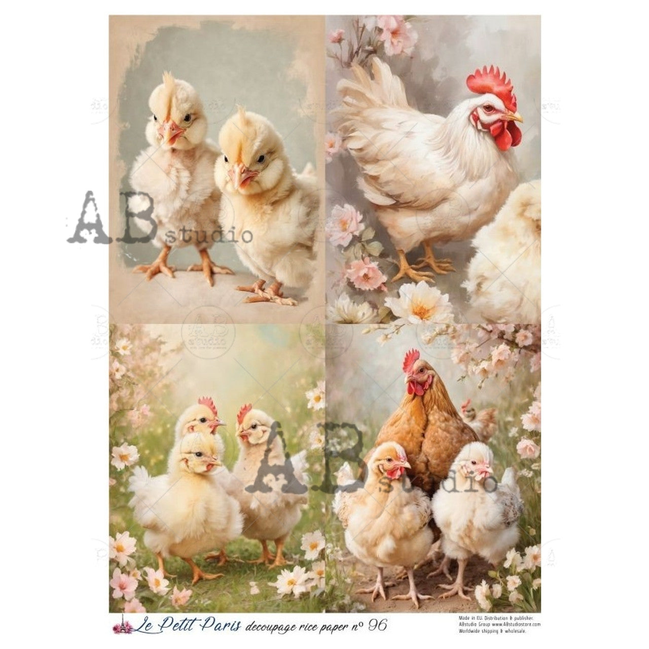 AB Studios : Hour Chicks and Hens Scenes A4 Rice Paper