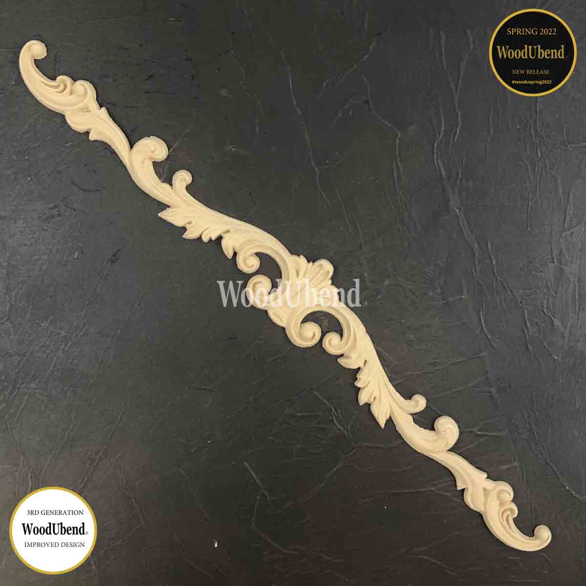 Woodubend Pack of 2 Applique Scroll Pediments 50x6x0.6 cm