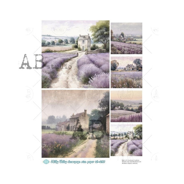 AB Studios - Lavender Farmhouse 6 Scenes A4 Rice Paper
