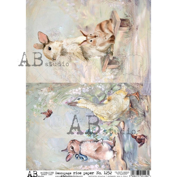 AB Studios - 2 Pack Easter Bunnies A4 Rice Paper