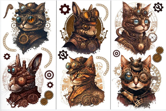 Gears & Whiskers Mini Rub-On Transfer Set