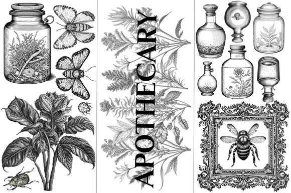 Undead Furniture ~ "Apothecary" Mini Rub-On Transfer Set