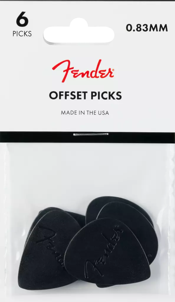 Fender Offset Pick .83mm 6 pack Black