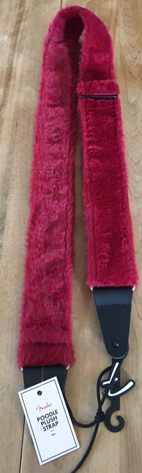 Fender poodle plush guitar strap red 2"