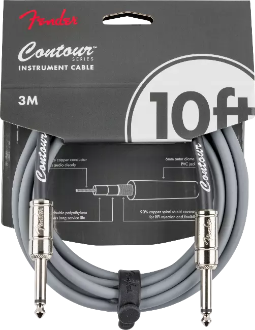 Fender Contour series instrument cable 10ft inca silver