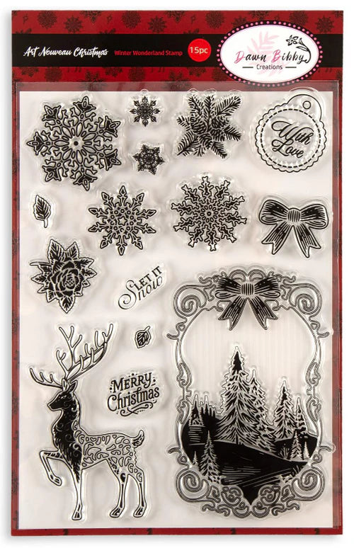 Art Nouveau Christmas Winter Wonderland Stamp