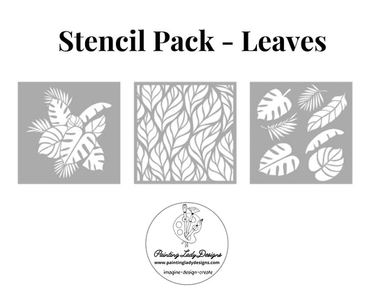Painting Lady Stencil Pack of 3 12x12 each Tropical Leaves
