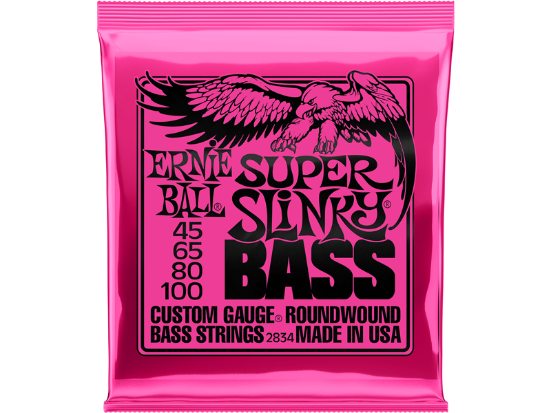 Ernie ball super slinky 4-string electric bass strings .045-.100 2834