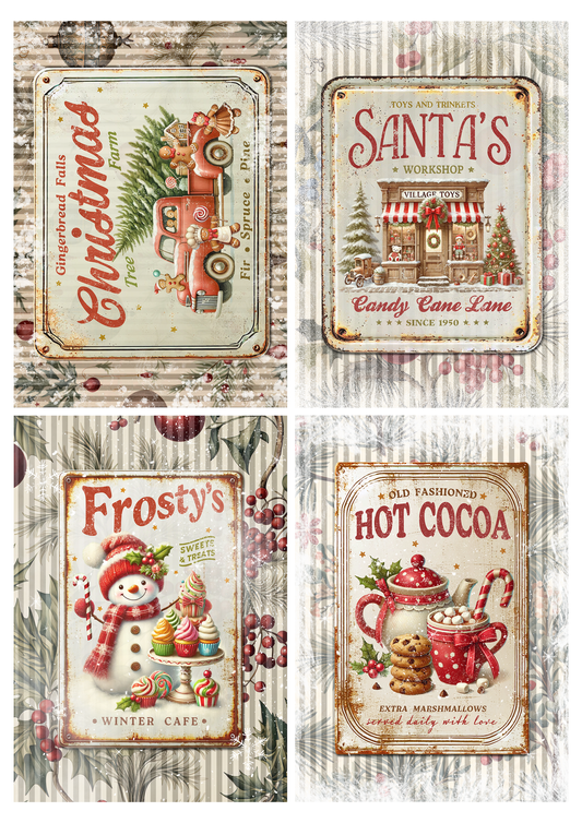 Decoupage Queen - Iveta Ziedina, Christmas Signs 4 Pack A4 & A3 Rice Paper