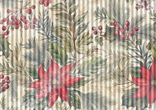 Decoupage Queen - Iveta Ziedina, Christmas Stripes A4 & A3 Rice Paper