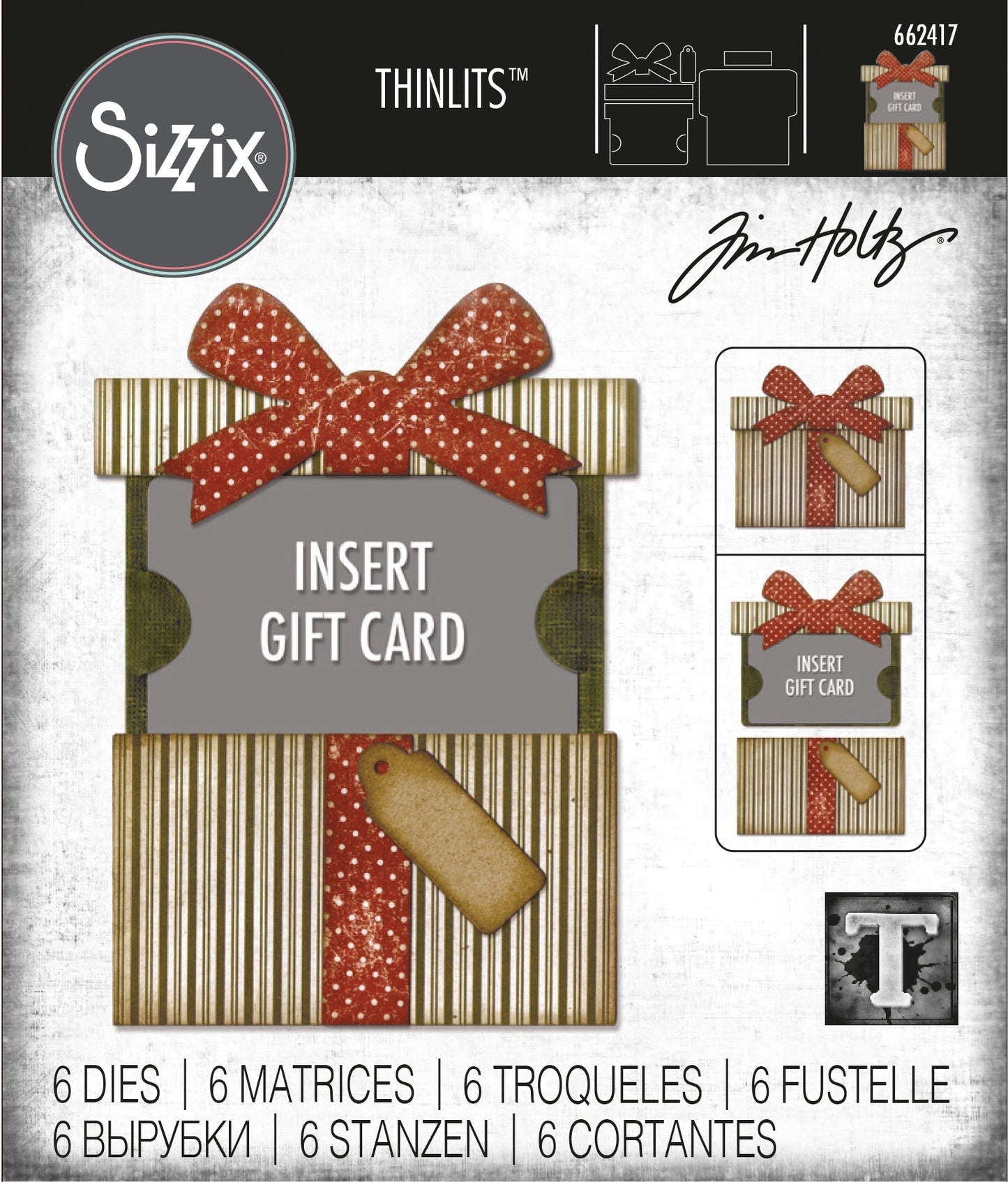 Tim Holt & Sizzix - Thinlits Die Set, Gift Card Package 6 pck