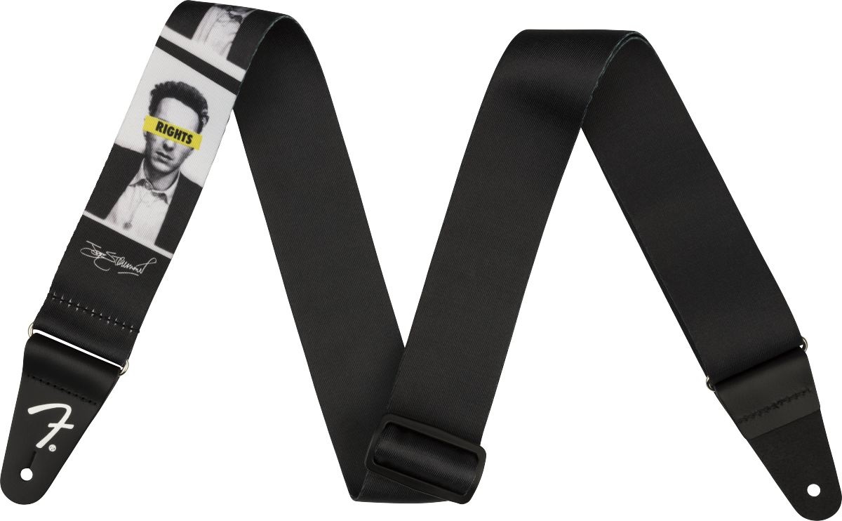 Fender Joe Strummer Know Your Rights Strap, Black/White, 2"
