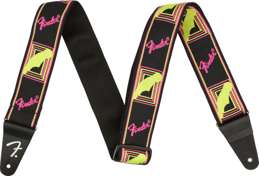FENDER NEON MONAGRAM STRAP YELLOW/PINK