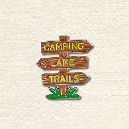 Enamel Pin Camping, Lake, Trails