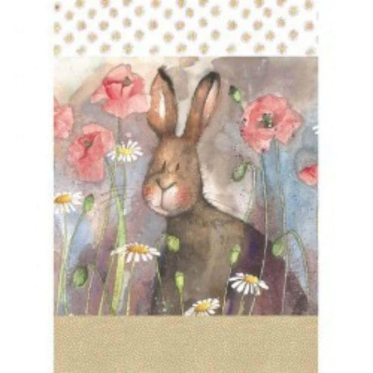 Alex Clark Tea Towel Hare and Poppies
