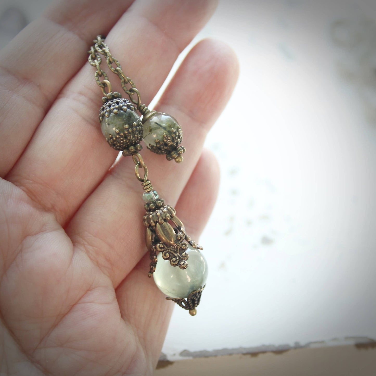 Circa 1890 - Prehnite Vintage Style Jewelry Pendulum | Wisdom & Intuition
