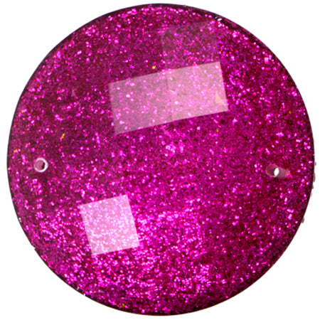 Resin Sew-on Glitter Stone 10pcs Round 33mm Fuchsia