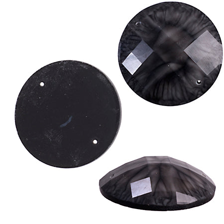 Resin Sew-on Crinkle Stone 10pcs Round 34mm Black
