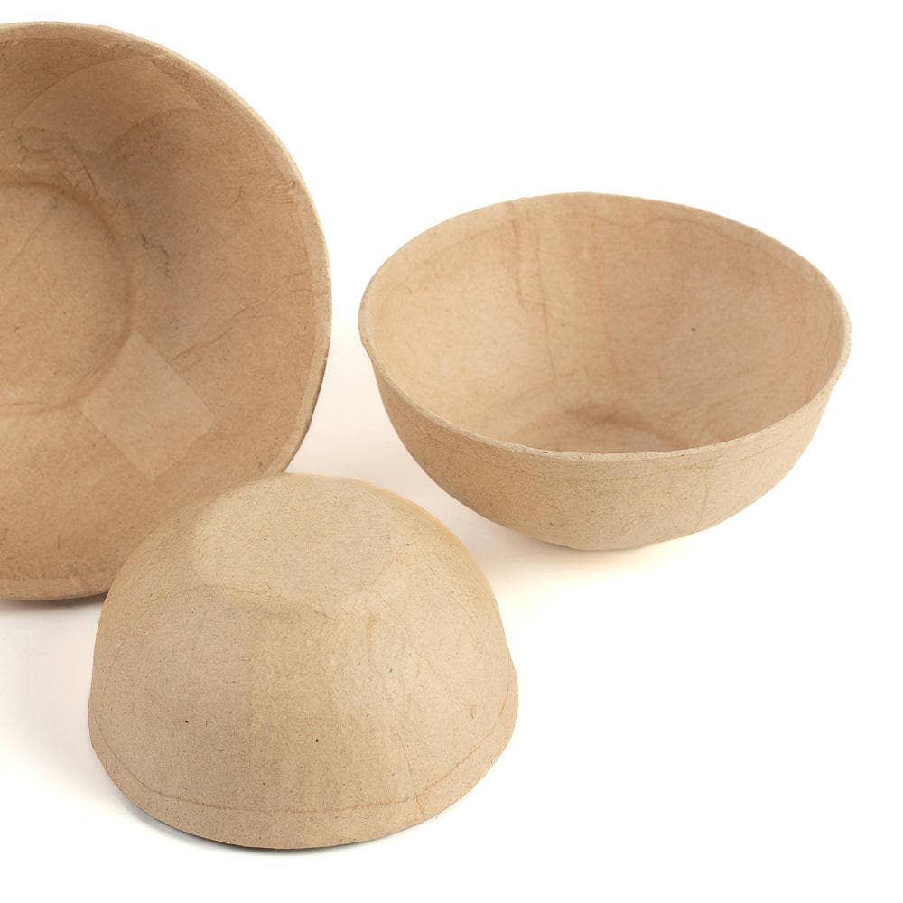 Factory Direct Craft - Natural Kraft Paper Mache Decorative Bowls (Set of 3)