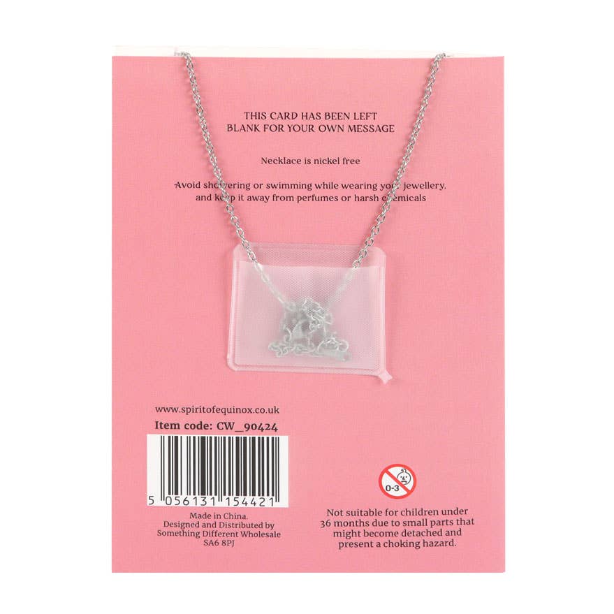 Something Different : Rose Quartz Crystal Moon Necklace on Greeting Card