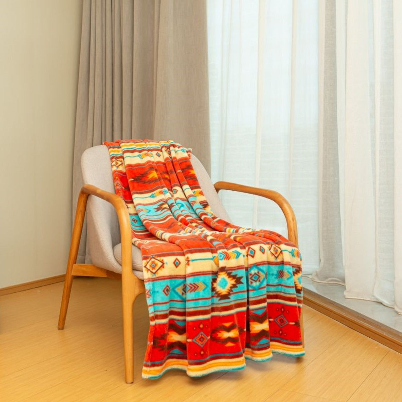 Nu Trendz Coral Fleece Throw Skipping Stones Design i