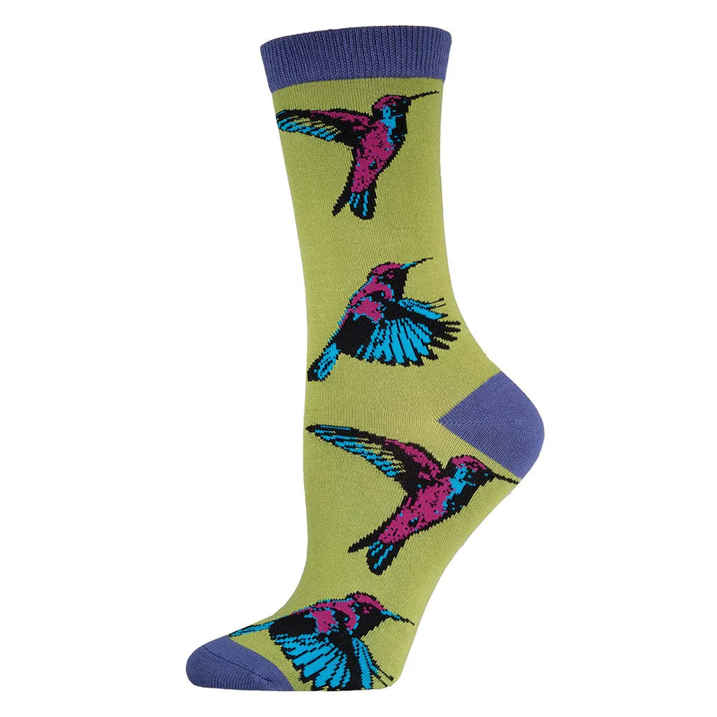 Ladies Bamboo Hummingbirds Citron Crew