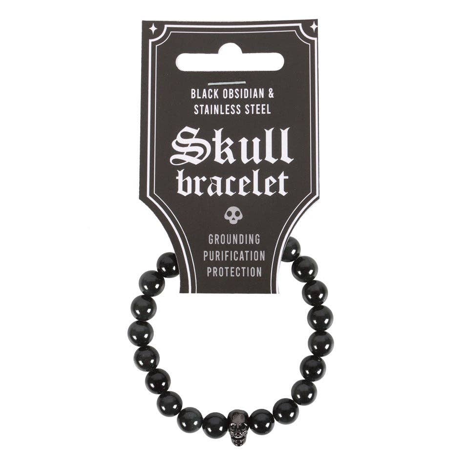 Something Different : Black Obsidian Skull Bracelet