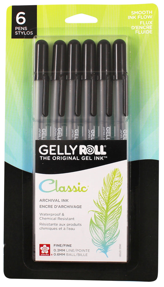 Gelly Roll : Classic Black Pens .6mm 6 pcs