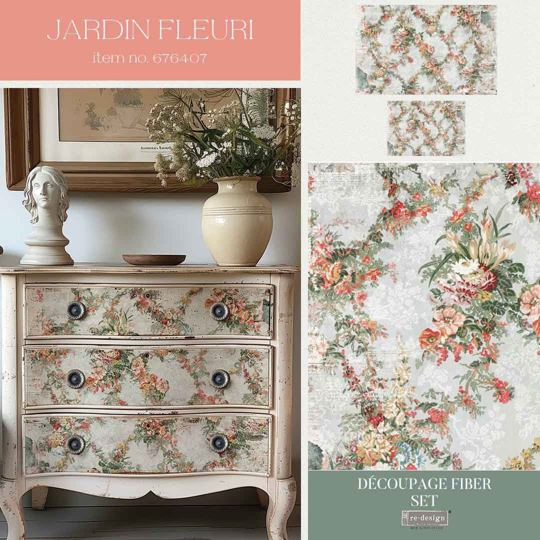 Re-Design With Prima® Decoupage Fiber - Jardin Fleuri A3 & 19.5x30" Set