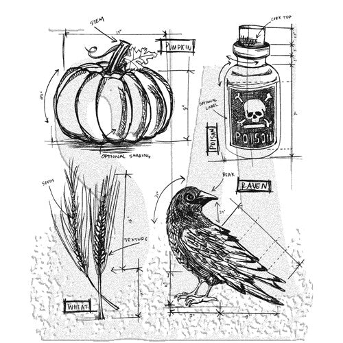 Stampers Anonymous - Tim Holtz : Cling Mounted Rubber Stamps ~ Halloween Blueprint 2