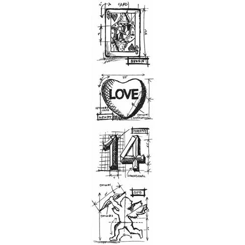 Tim Holtz & Stampers Anonymous - Mini Blueprint Strip Valentine