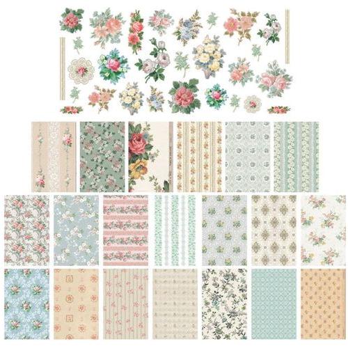 Tim Holtz Idea-Ology Worn Wallpaper Scraps 49 pieces