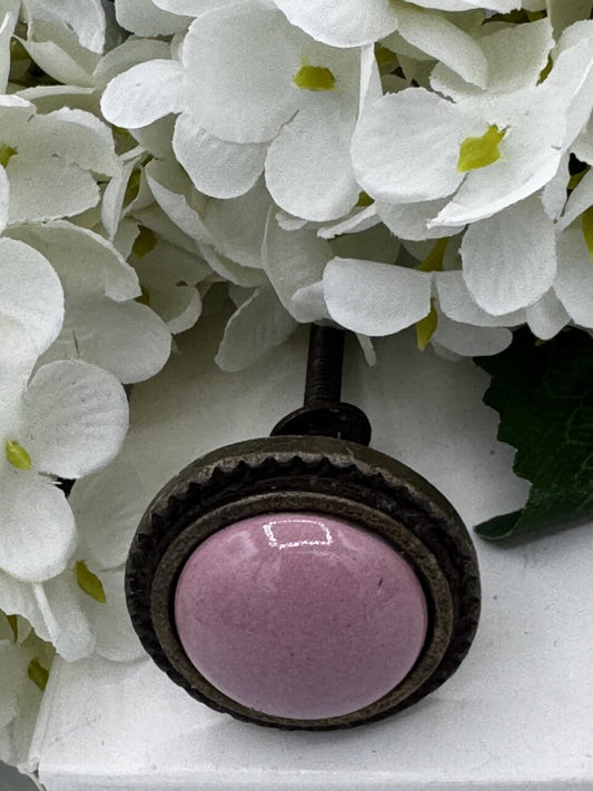 Pink Ceramic Knob with Gold Trim