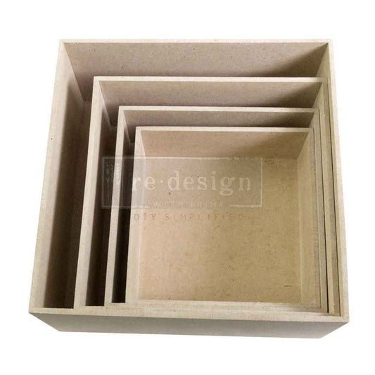 Unfinished MDF Square Nesting Boxes Set of 4