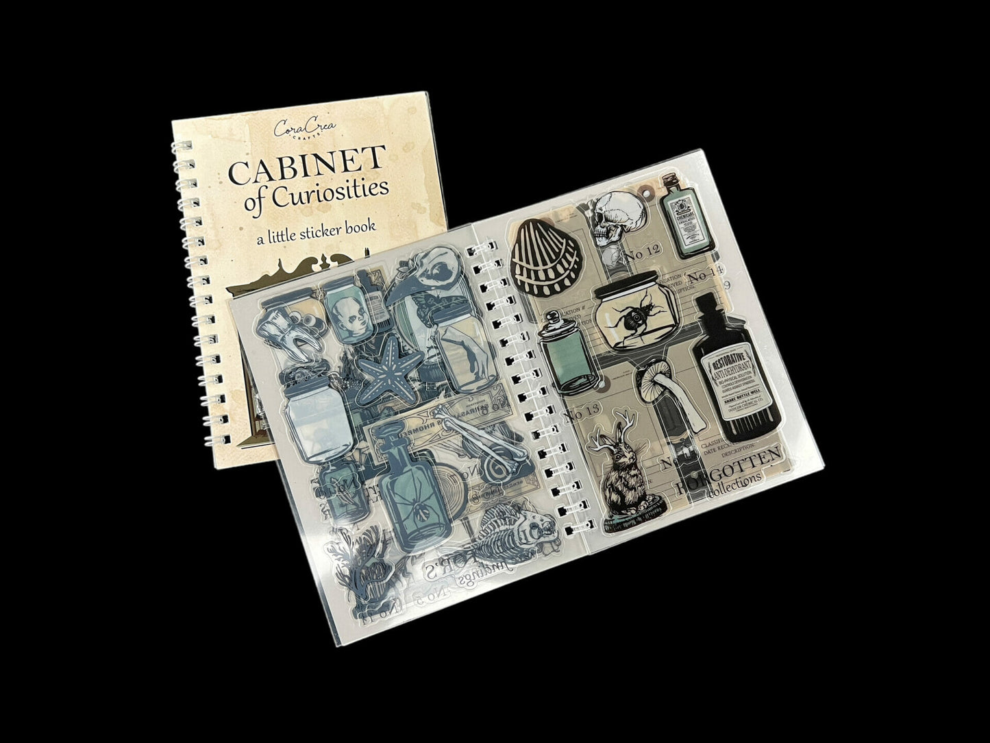 CoraCrea Crafts- Sticker Book ~ Cabinet Of Curiosities