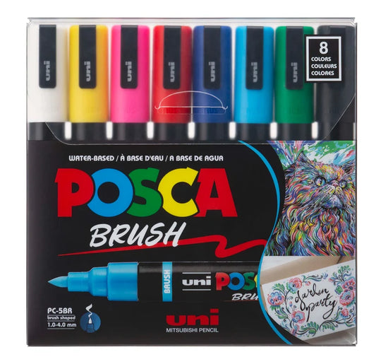 Posca Paint Markers Brush Set PC-5BR 8 Colours