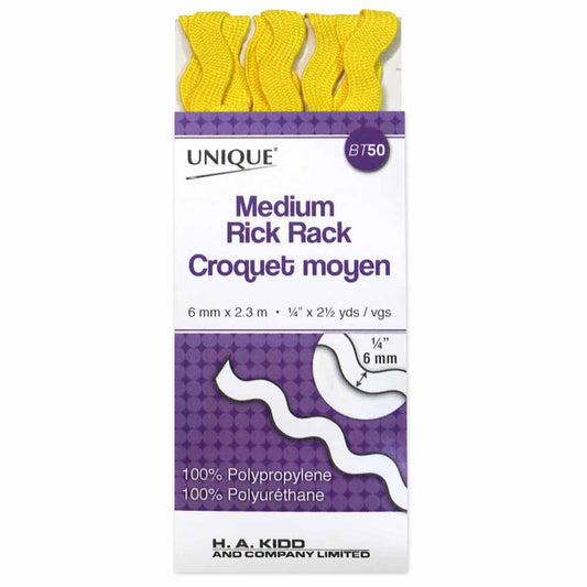 UNIQUE Medium Rick Rack 6mm x 2.3m - Canary