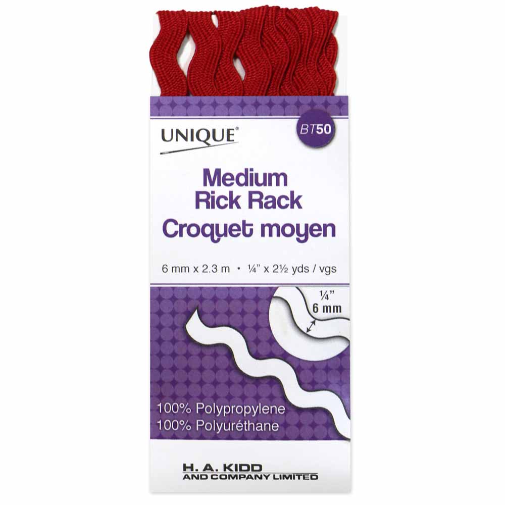 UNIQUE Medium Rick Rack 6mm x 2.3m - Scarlet