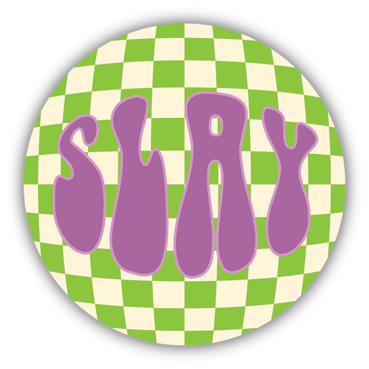 Slay Green Checker Board Sticker