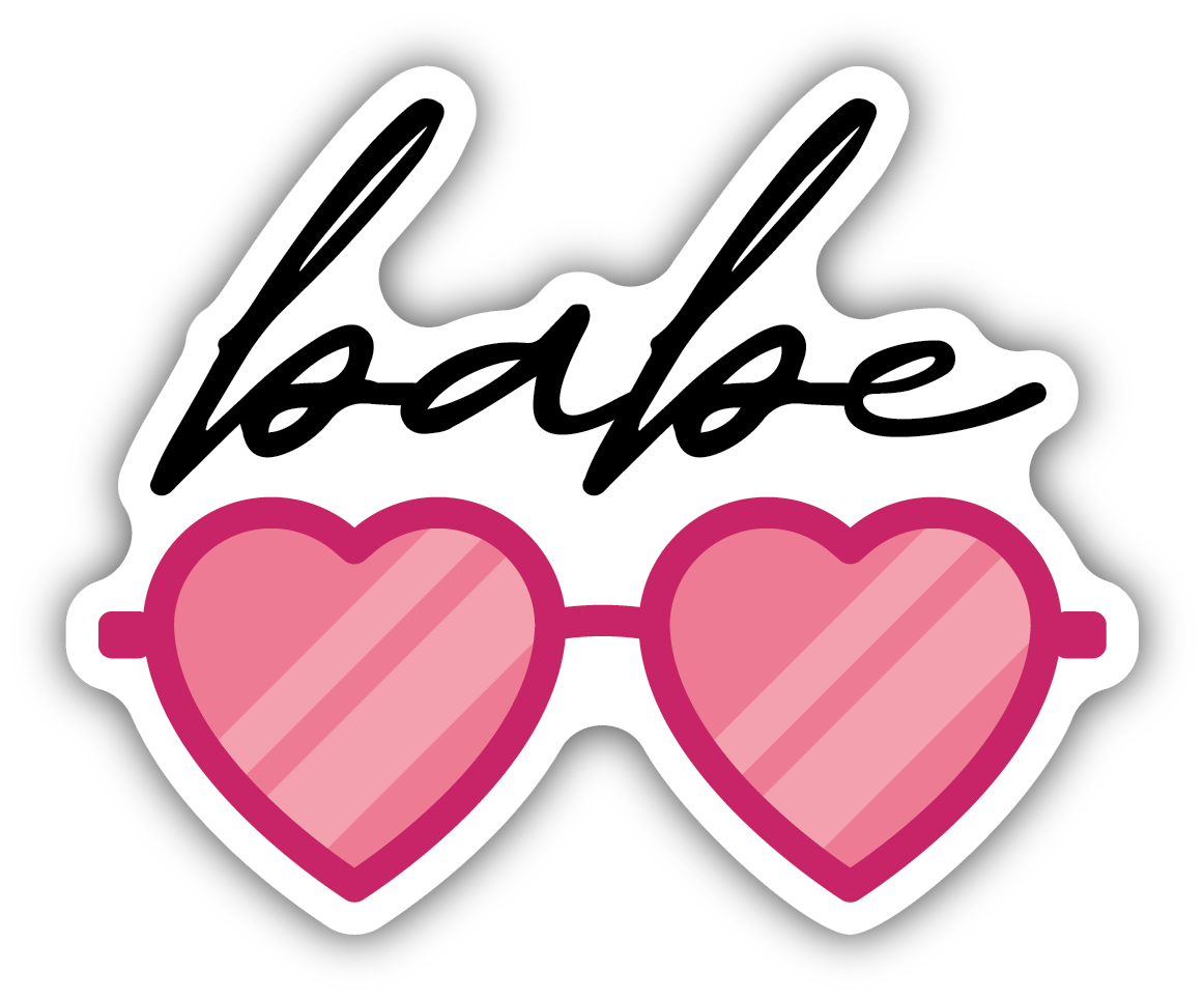 Babe Heart Glasses Sticker