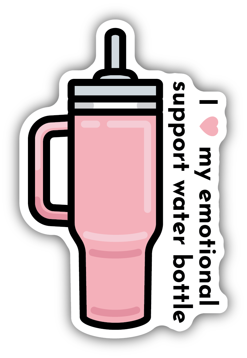 I Heart My Emotional Support Water Bottle Sticker