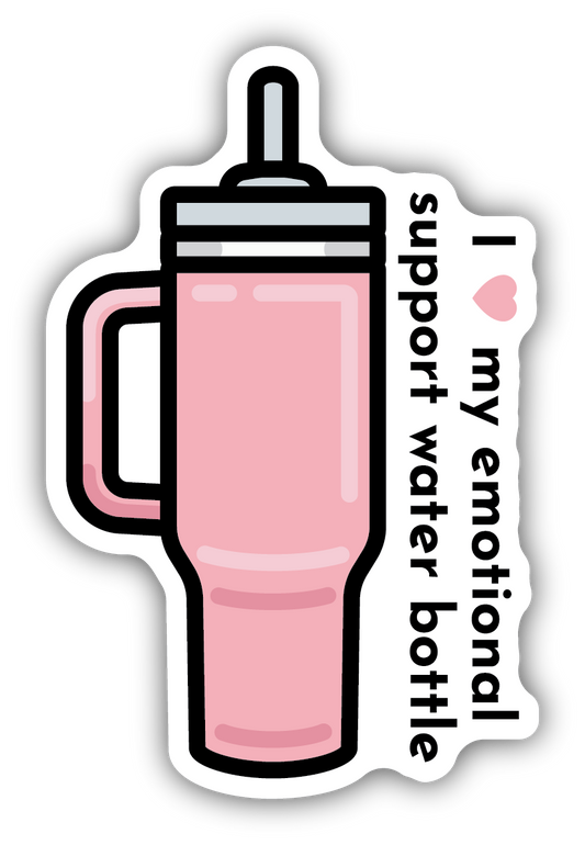 I Heart My Emotional Support Water Bottle Sticker